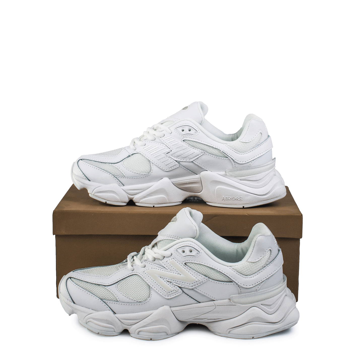 New Balance 9060 Triple White Chunky Sneakers